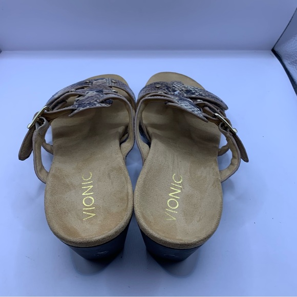 Vionic Sandals Womens 6 Radia Wedge Adjustable Triple Strap Snake skin - Picture 5 of 8